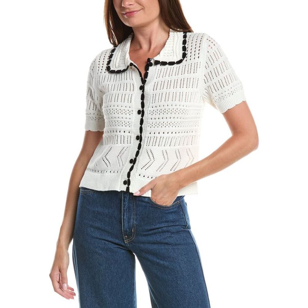 Cece Womens  Collar Cardigan, White